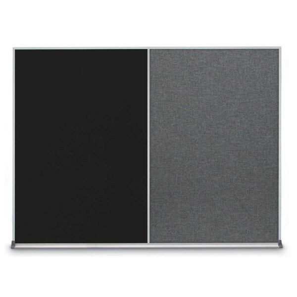 United Visual Products Triple Door Radius Corkboard, 72"X36", B UV8005-BLACK-BUFF - main